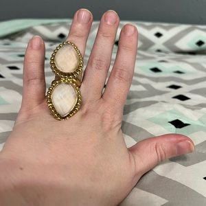 Alchemia gold faceted rose quartz crawler adjustable ring